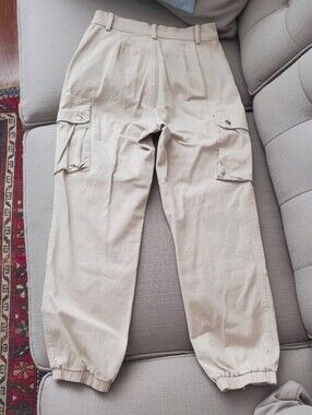 HOT & DELICIOUS Pastel Beige Khaki Utility Cargo Cotton Pants